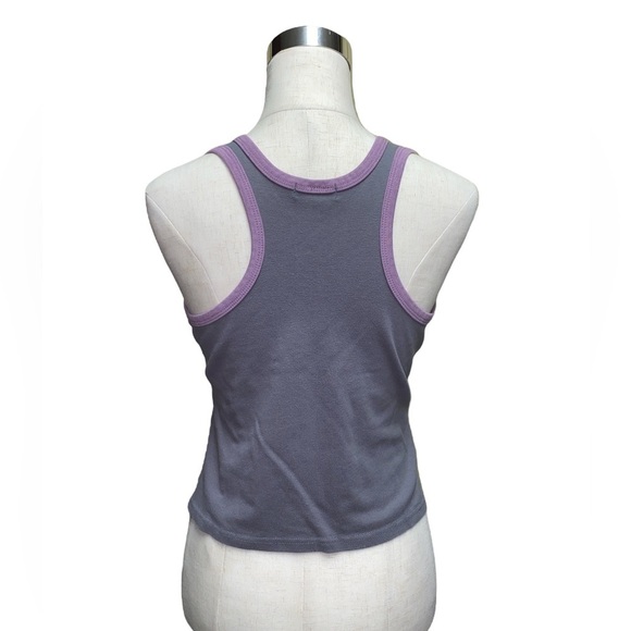 G.w. Sport Petite Medium Gray Purple Exercise Tank Top - Picture 2 of 3